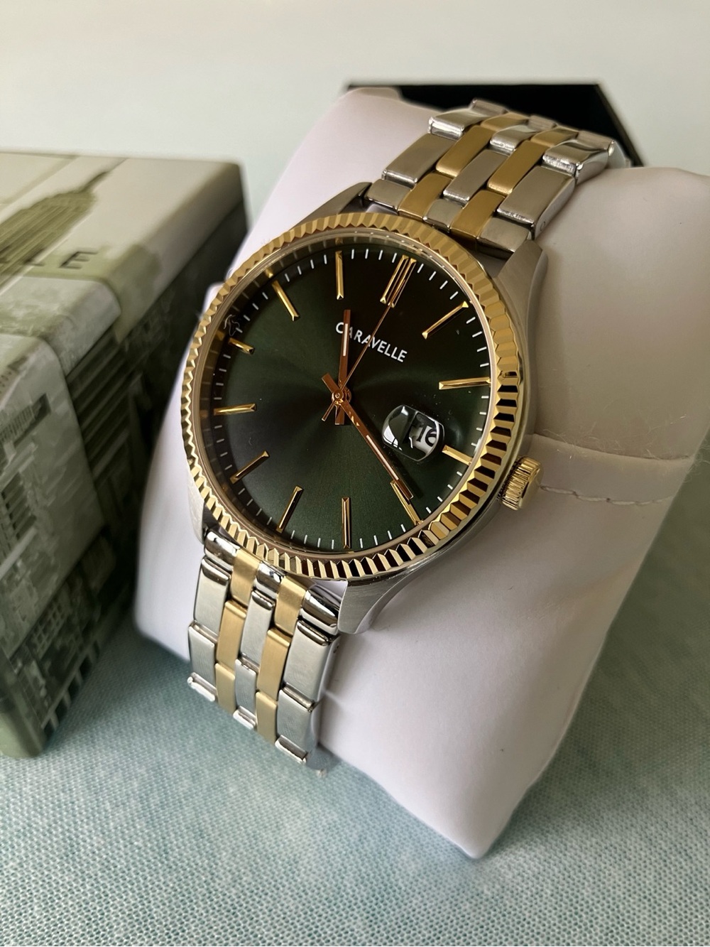 Caravelle by Bulova 45B162 Green Dial Two-Tone Men’s Dress Watch 41mm NWT - Picture 5 of 7